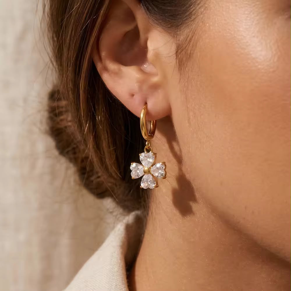 4 Petal Flower Drop Earrings