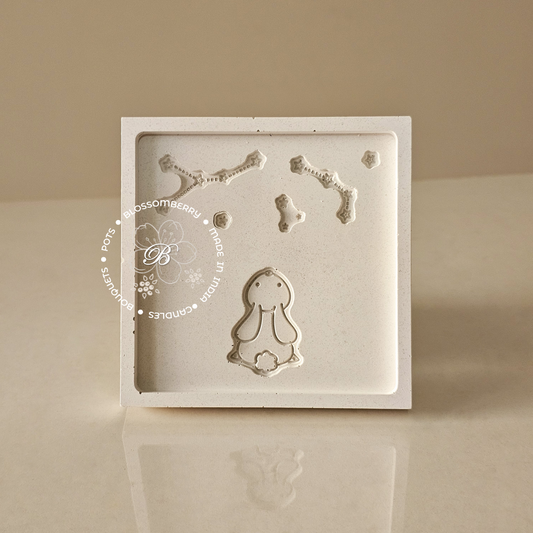 Bunny With Stars Embossed 4" Square Coaster (Set of 2)