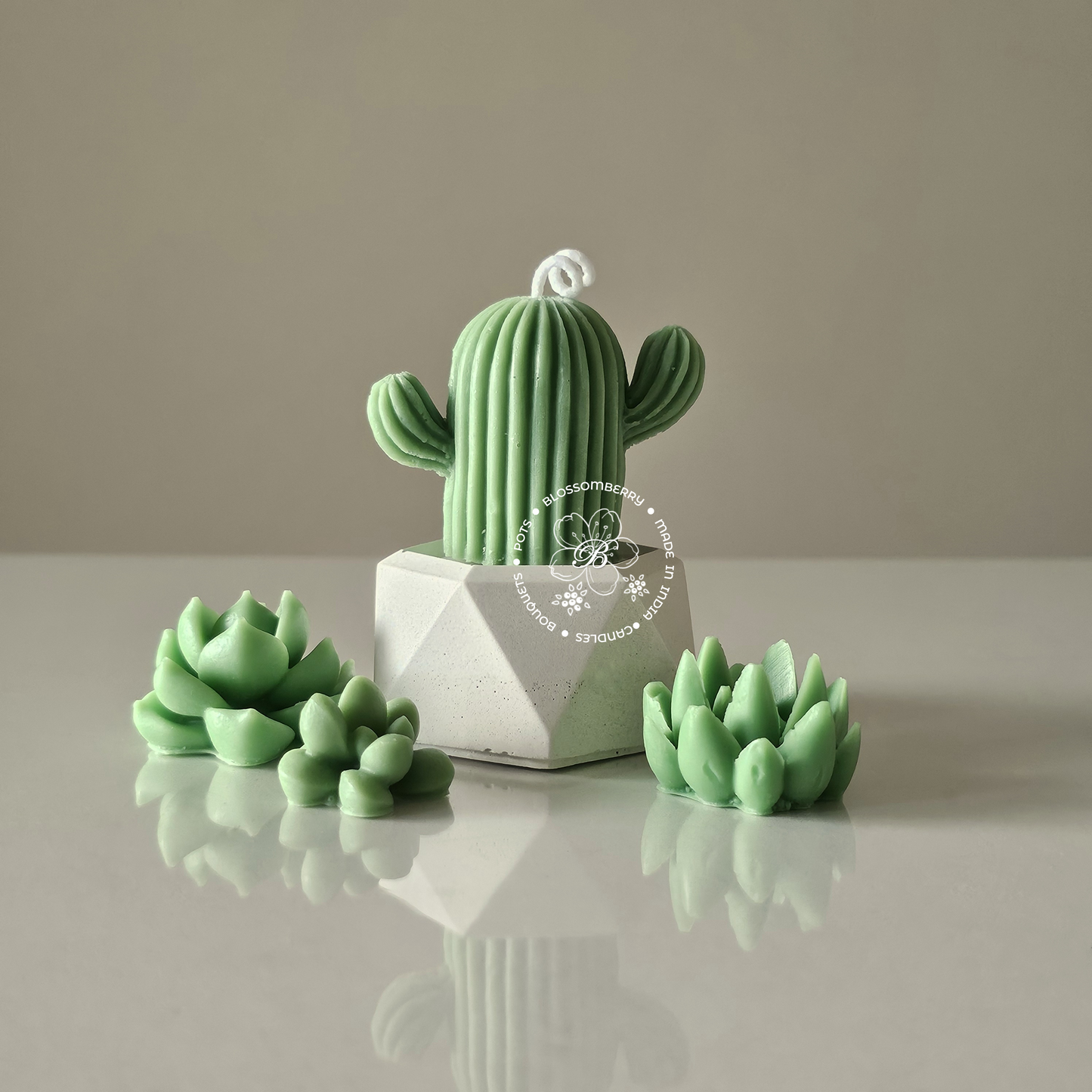 Cactus Candle In Hexagonal Pot