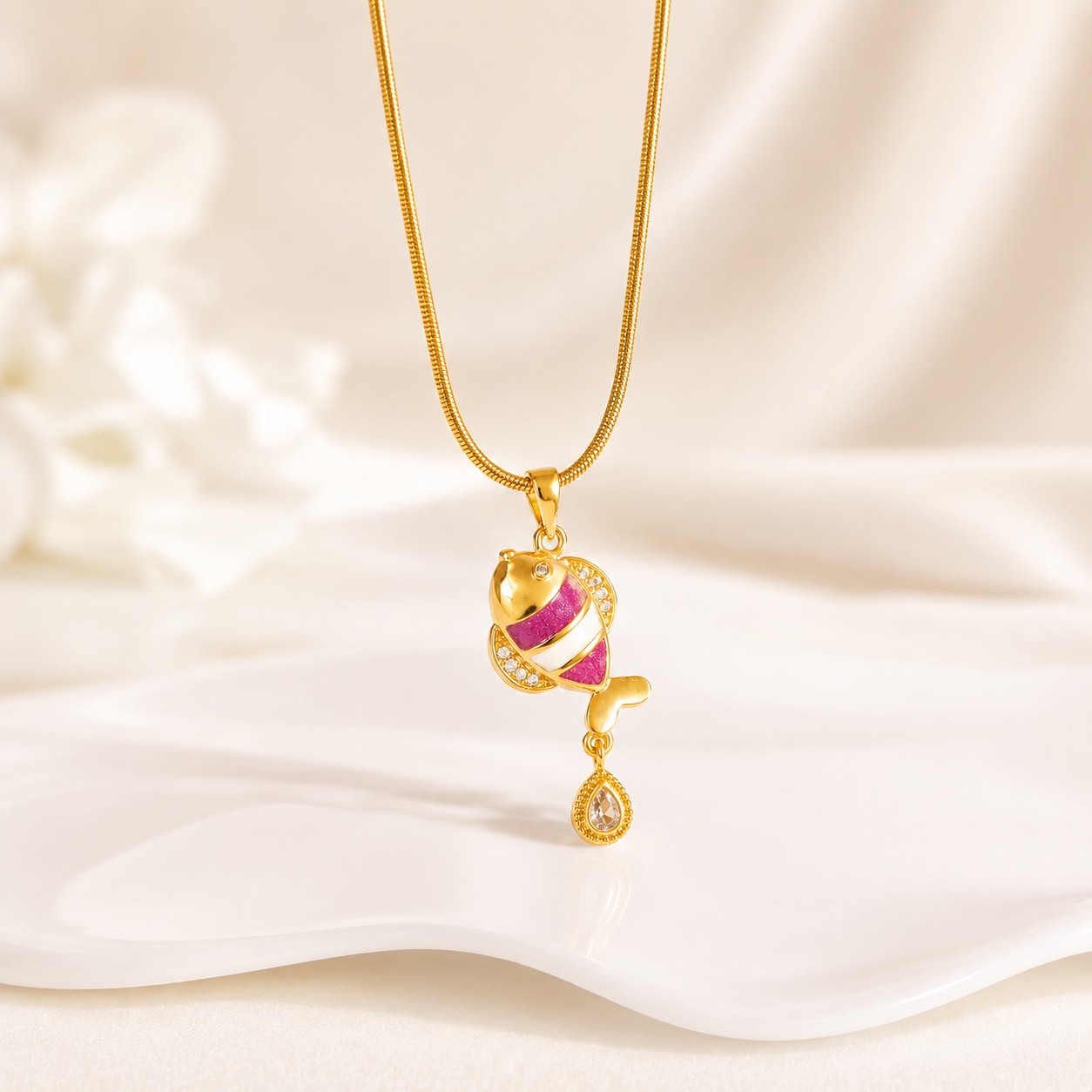 Pink Fish Necklace