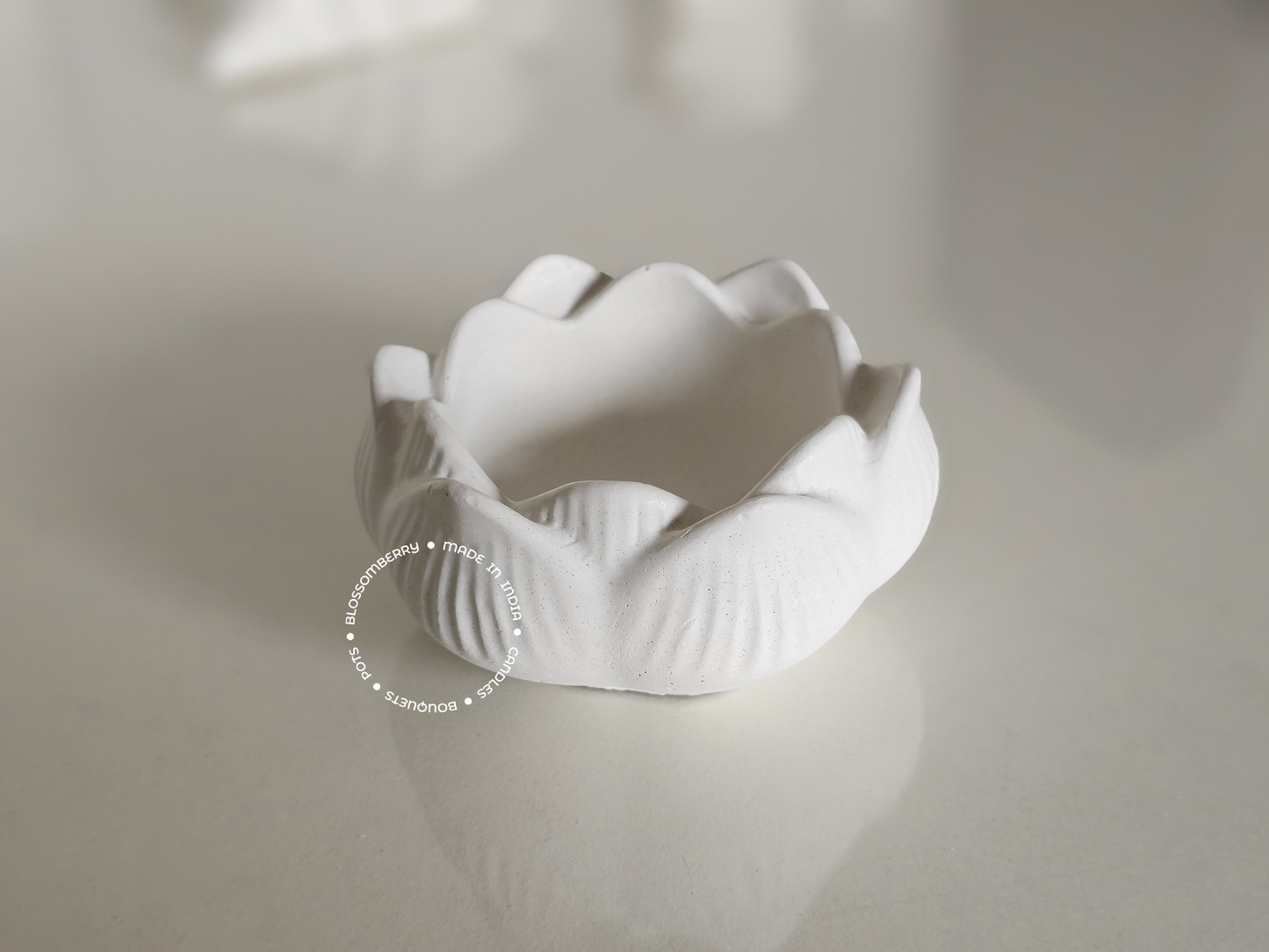 Closed Leaves Lotus Pot (White)