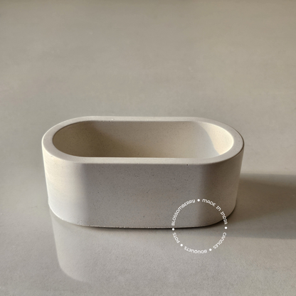 Mini Oval Concrete Pot (White)