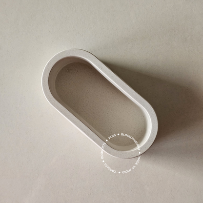 Mini Oval Concrete Pot (White)