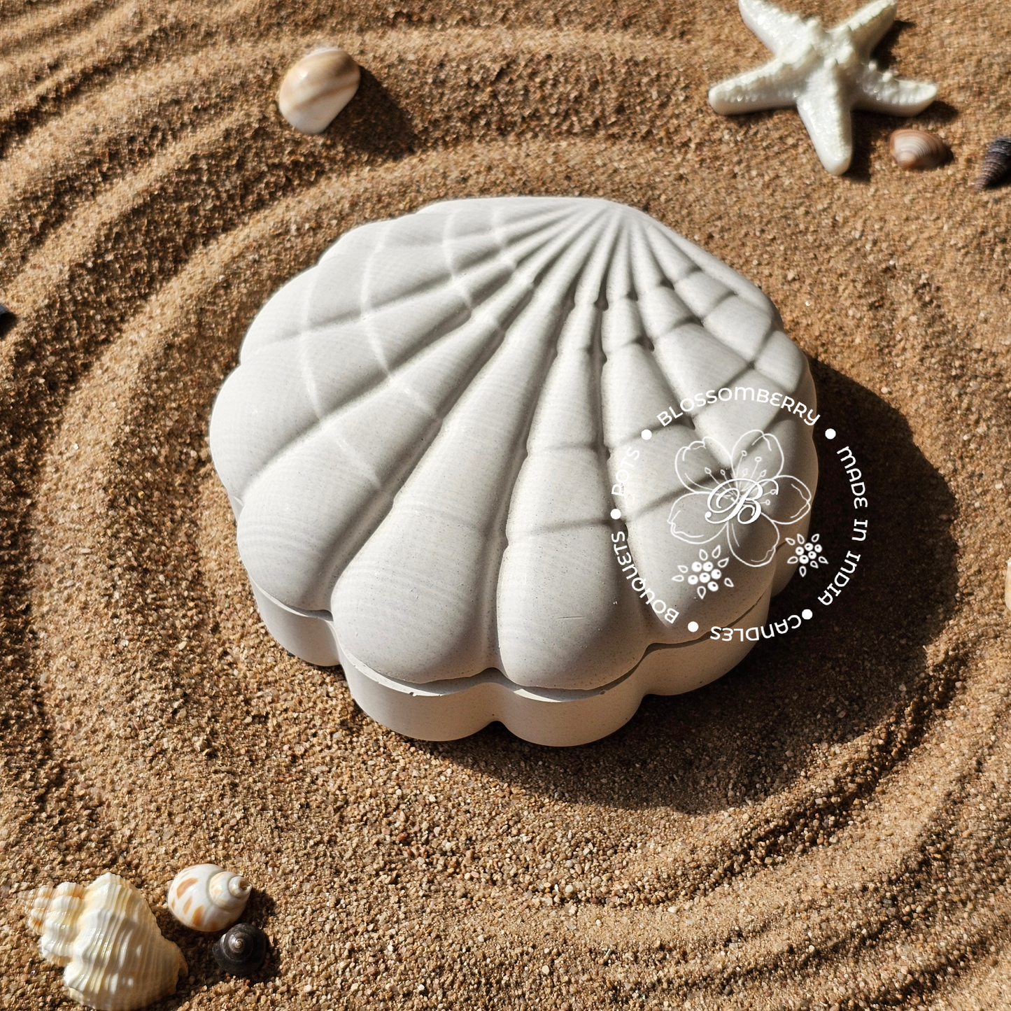 Seashell Pot With Lid (White)