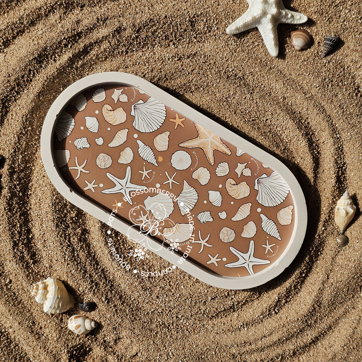 Seashells Themed Long Oval Tray
