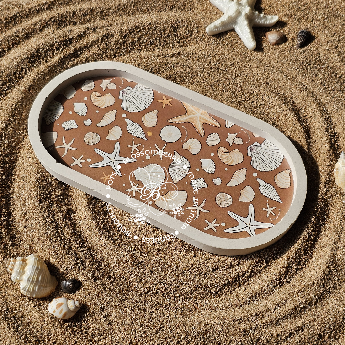Seashells Themed Long Oval Tray