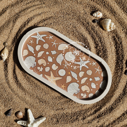 Seashells Themed Long Oval Tray