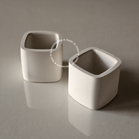 Mini Square Concrete Pots (Set)