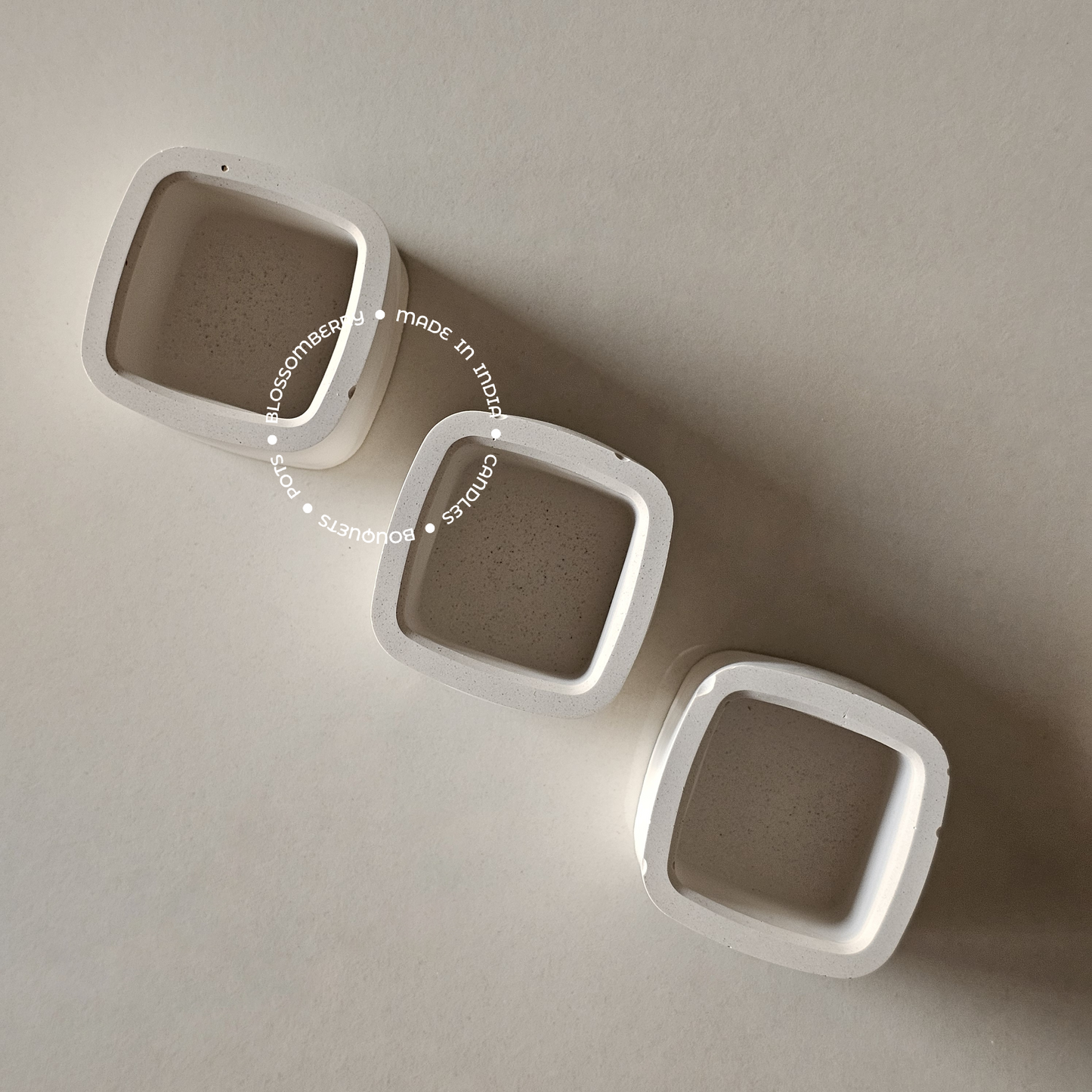 Mini Square Concrete Pots (Set)