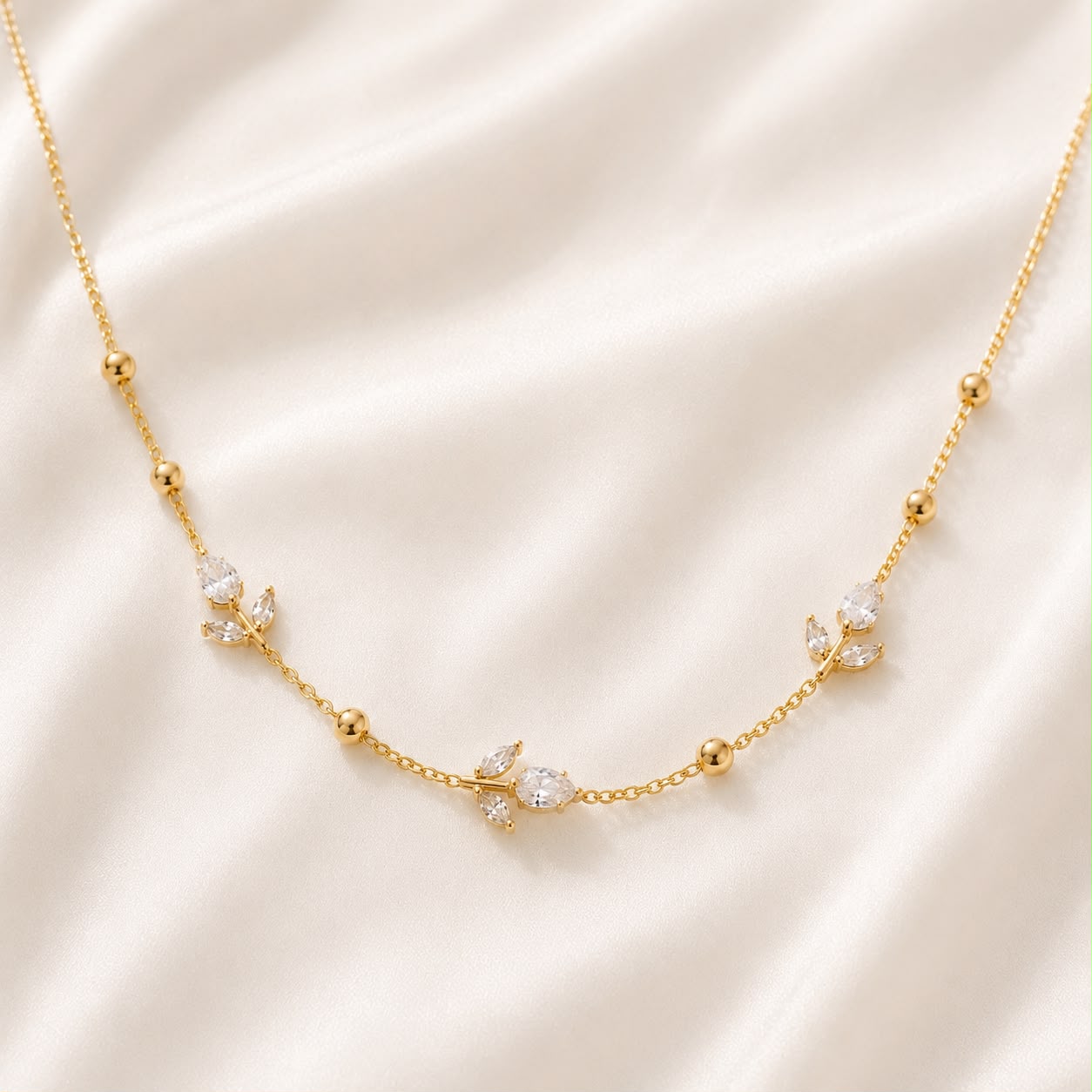 White Tulip Garland Necklace