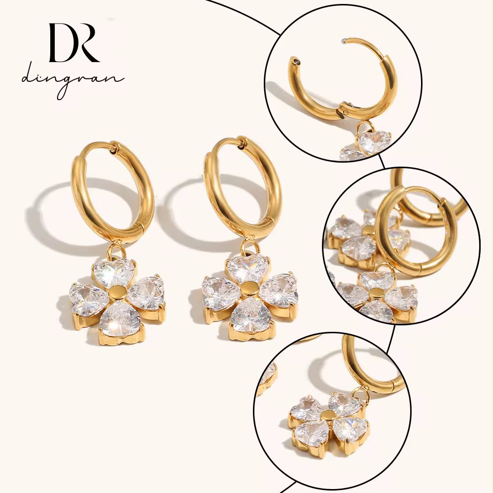 4 Petal Flower Drop Earrings