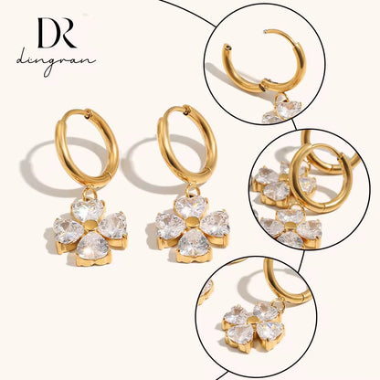 4 Petal Flower Drop Earrings