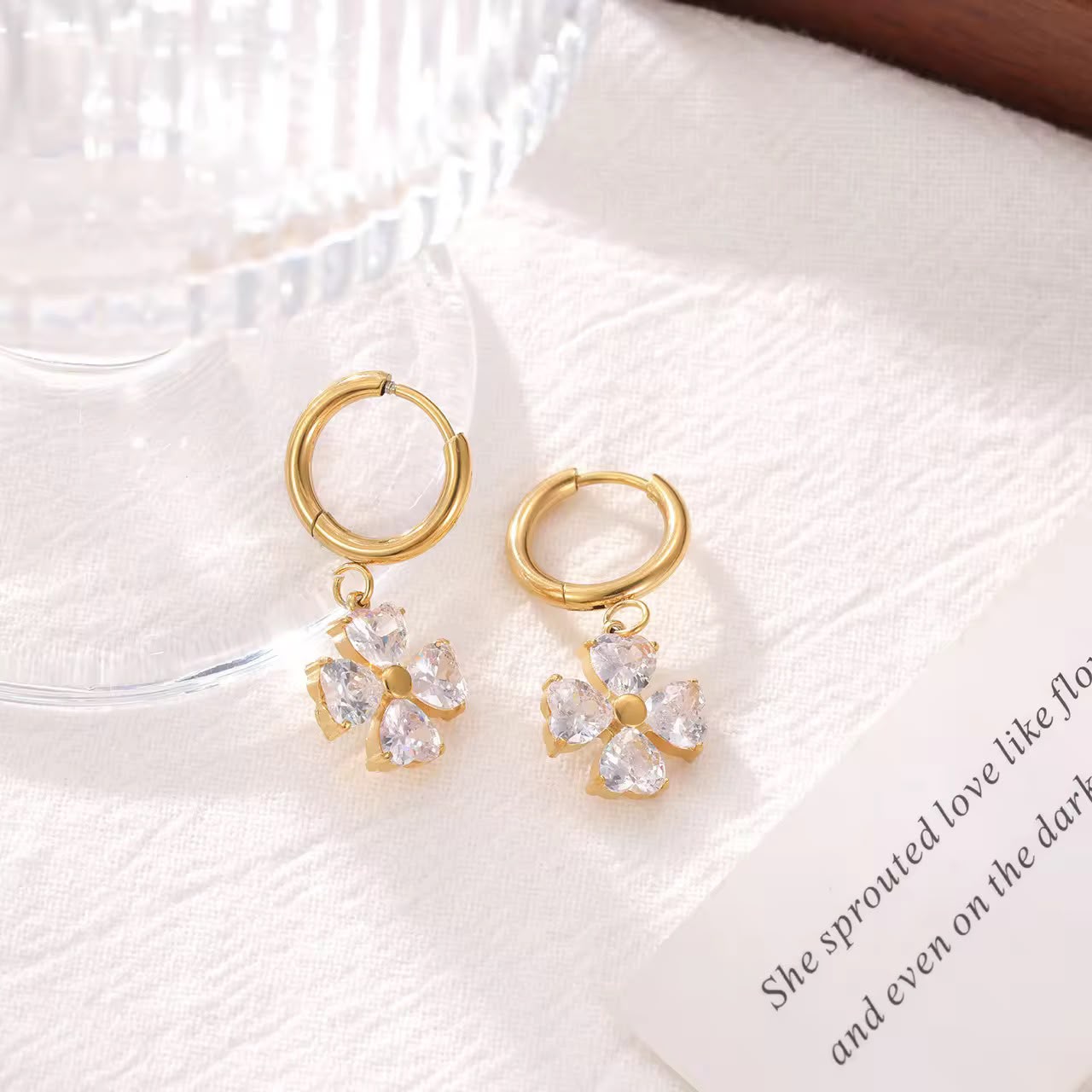 4 Petal Flower Drop Earrings