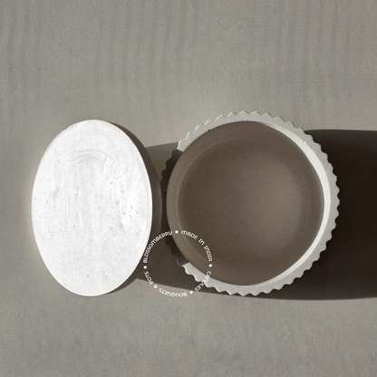 Ribbed Pot With Lid (White)