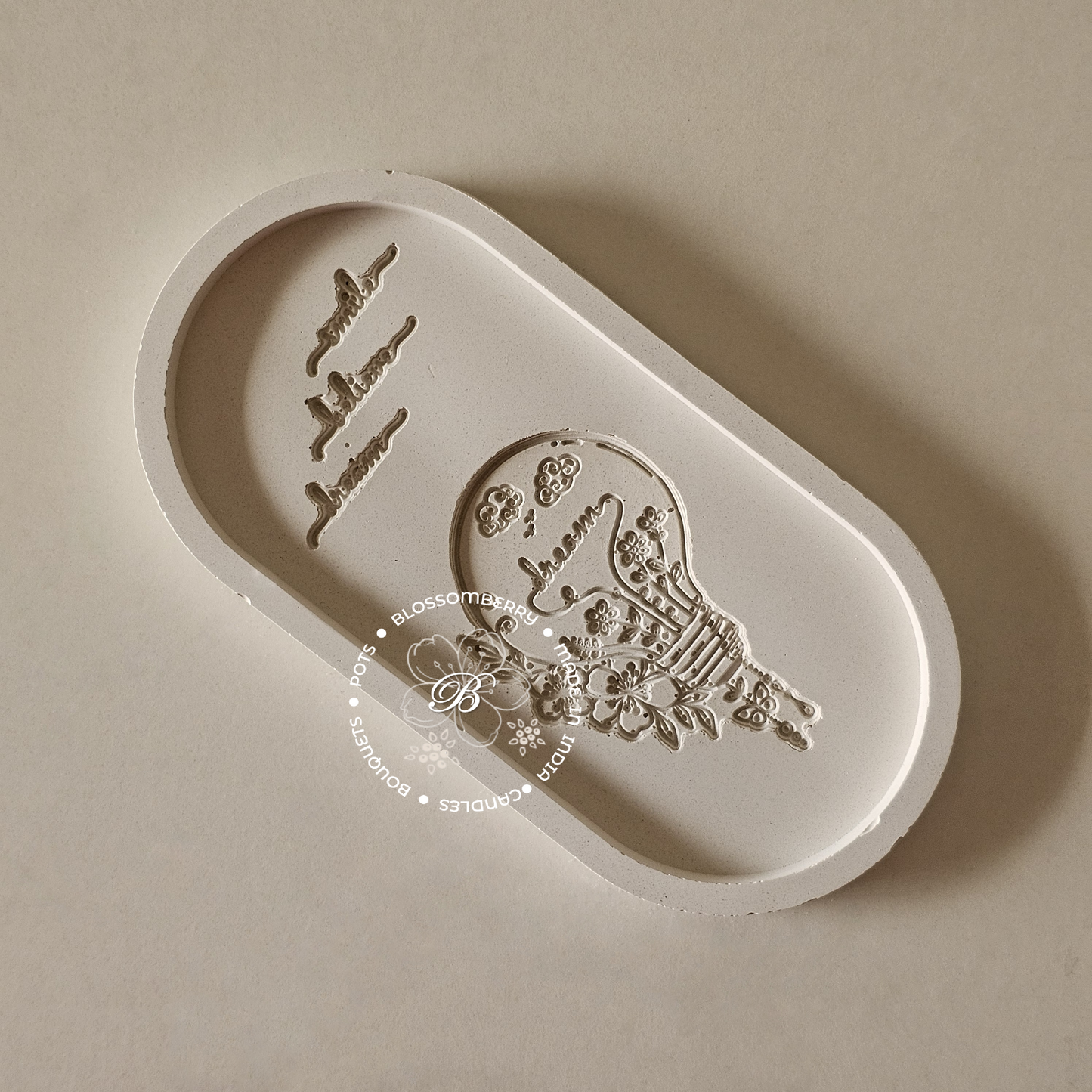 Dream Bulb Embossed Oval Tray