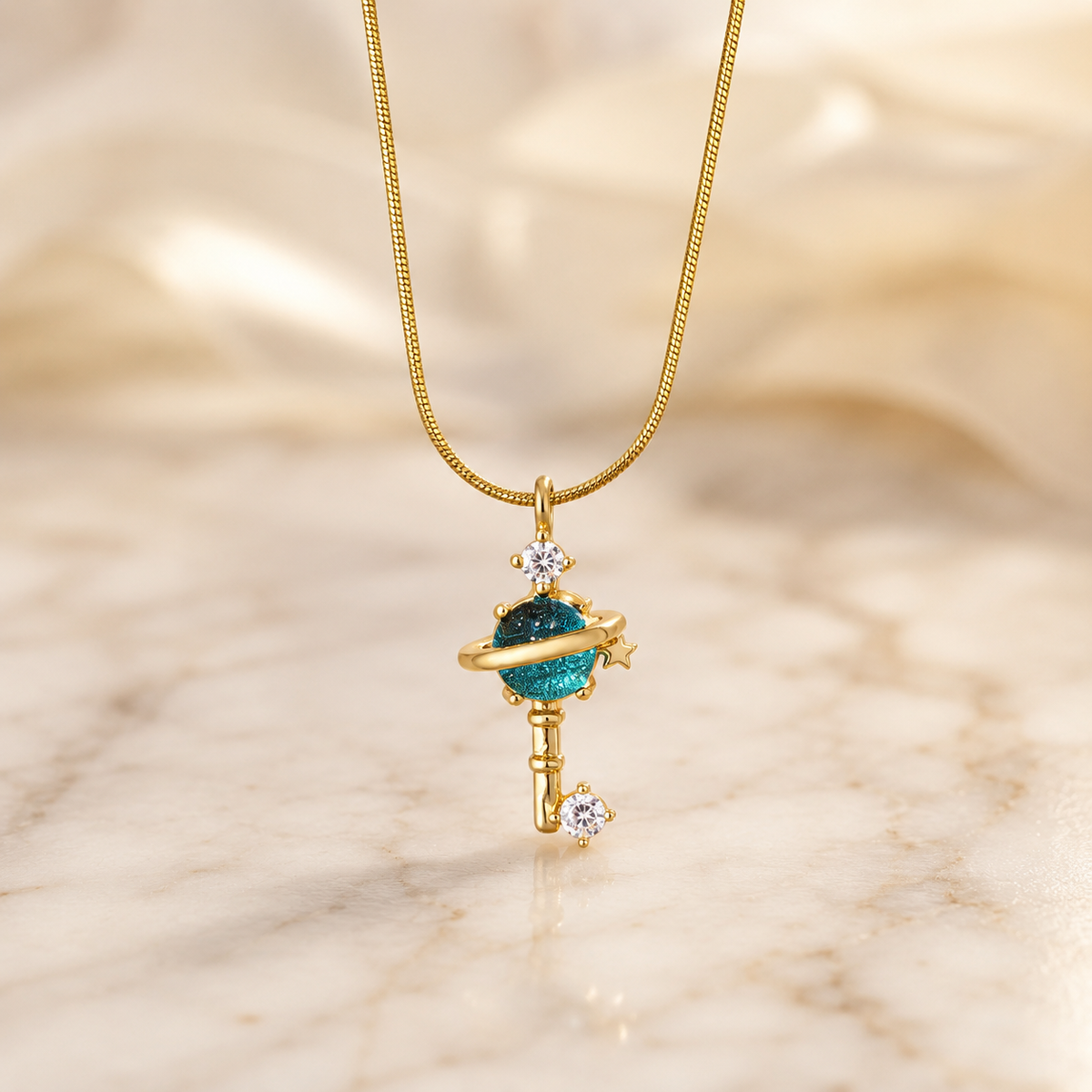 Saturn Key Stone Necklace