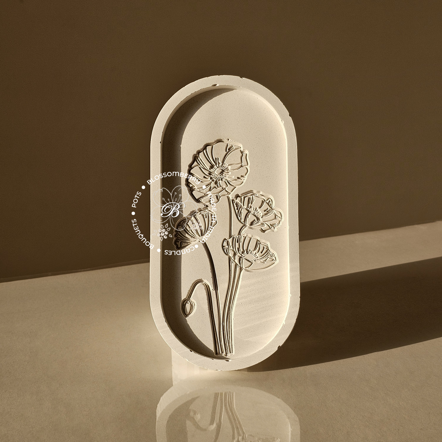 Flower Embossed Oval Tray