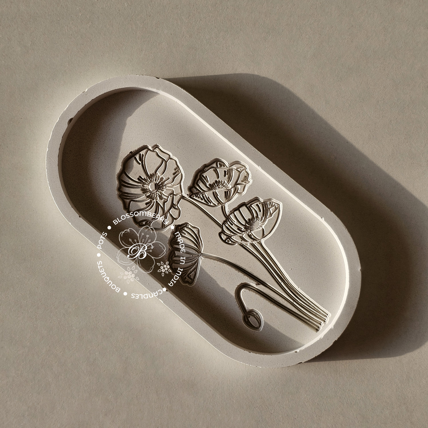 Flower Embossed Oval Tray