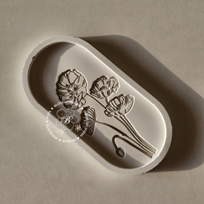Flower Embossed Oval Tray