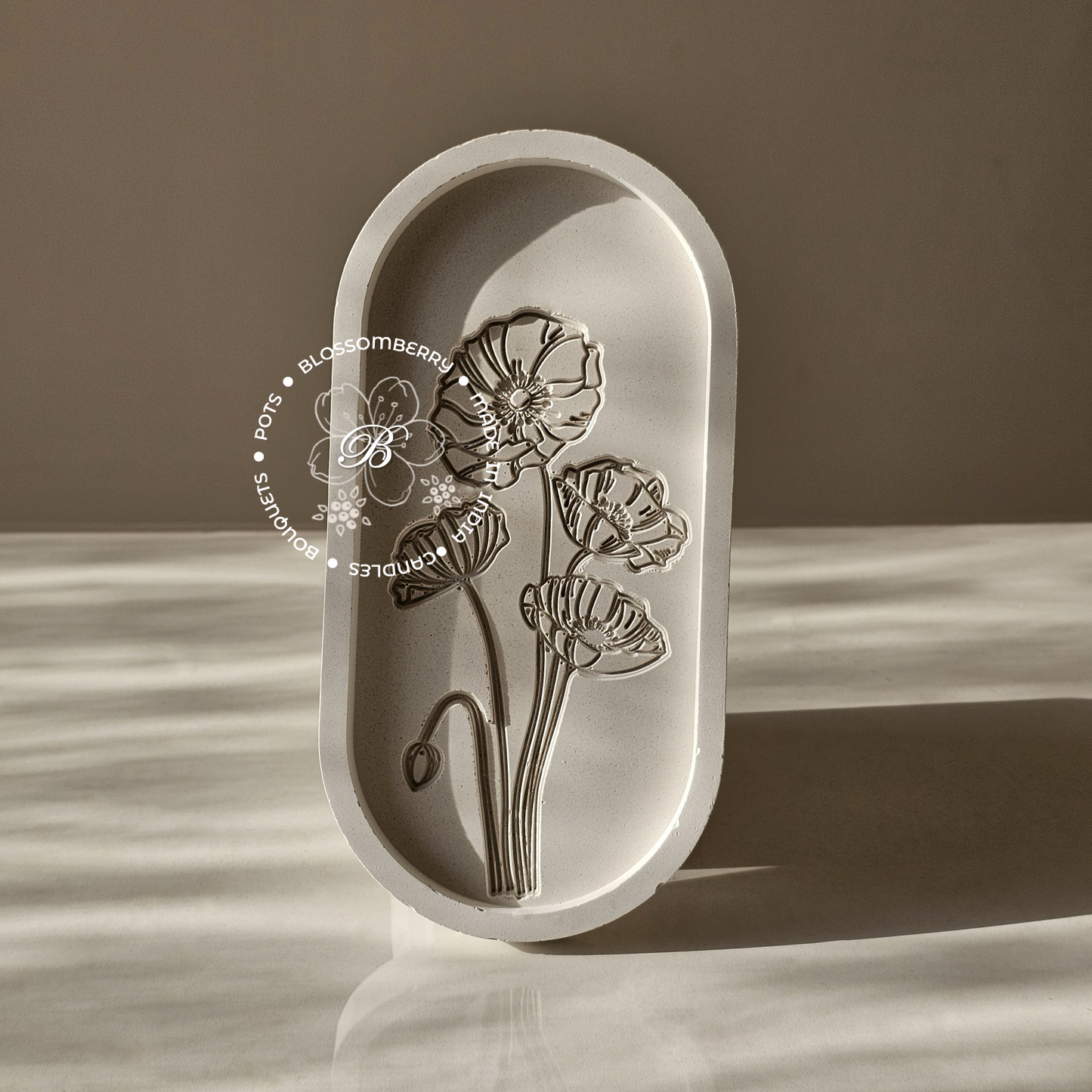 Flower Embossed Oval Tray